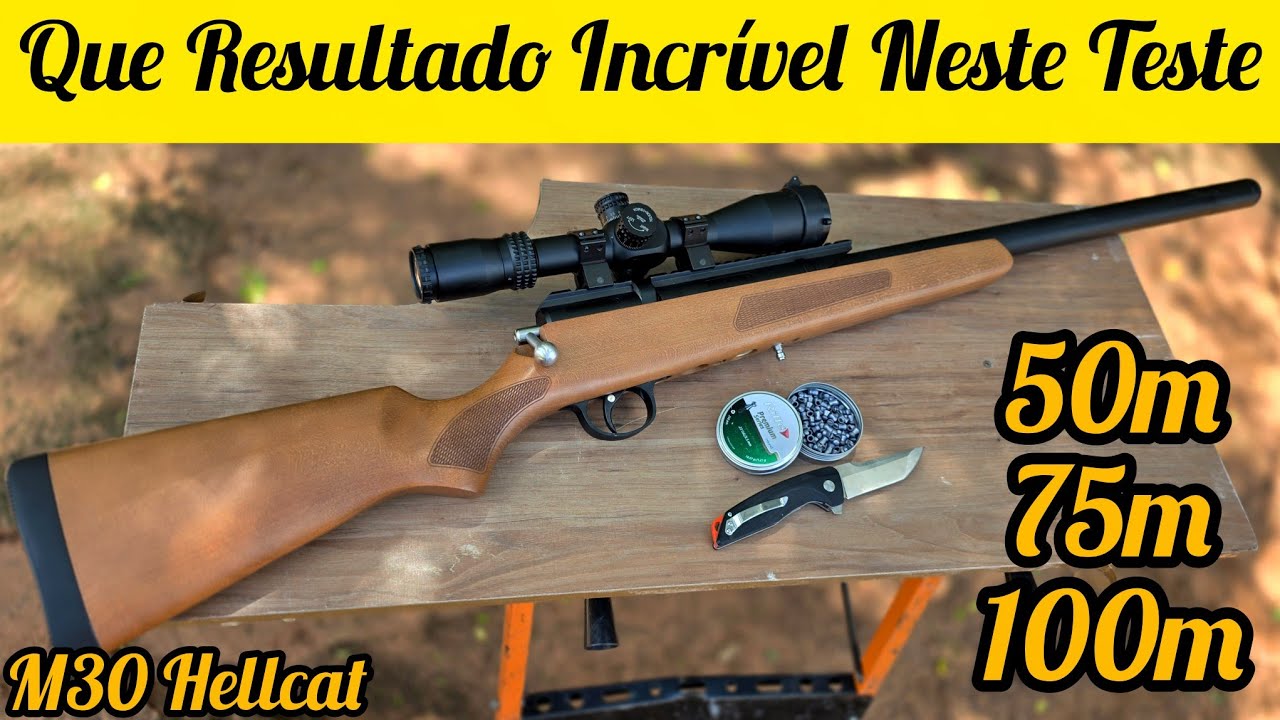CARABINA M30 HELLCAT - TESTE INCRÍVEL A 50M, 75M  e   100 metros! LUNETA ARTEMIS 4-14X44FFP