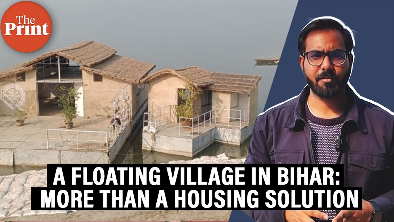 A floating house has withstood floods in Bihar for 3 years. The engineer wants to scale up