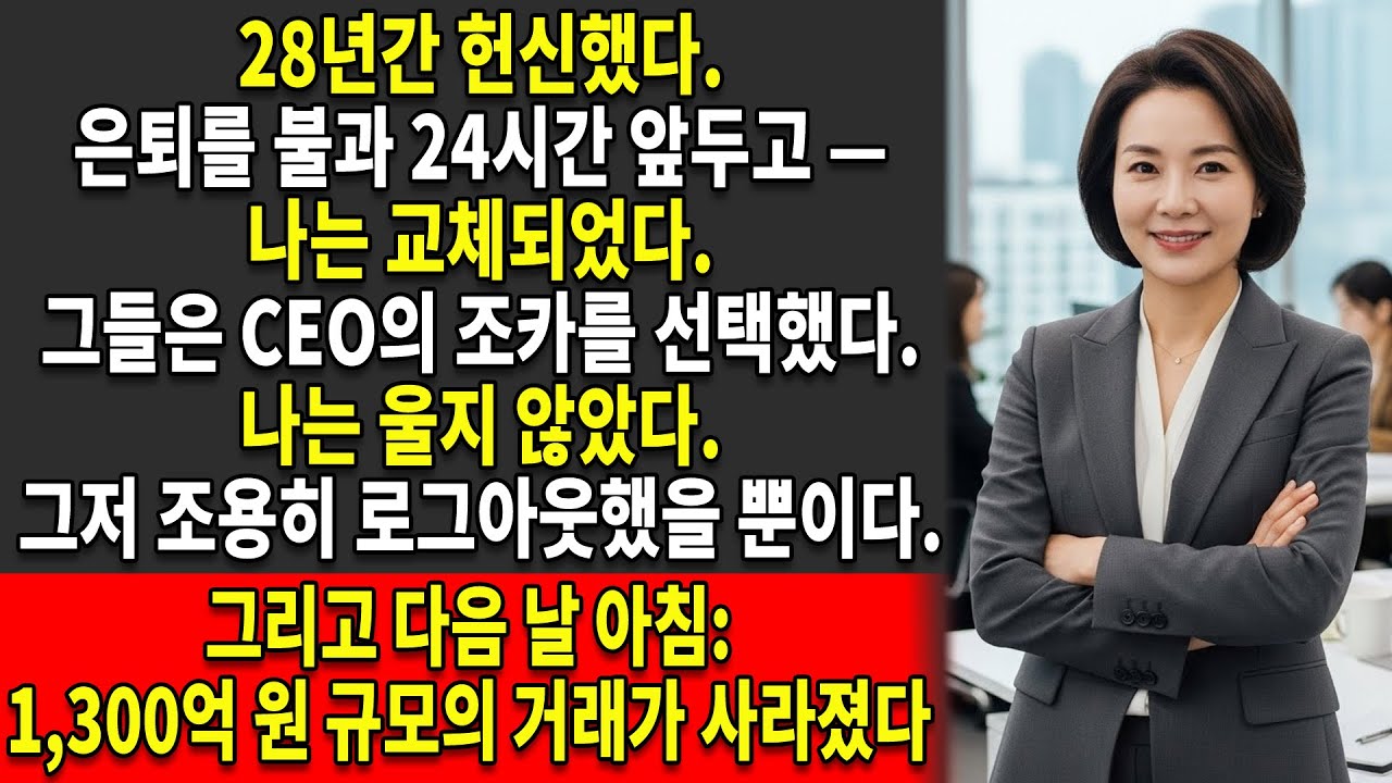 🔥나는 은퇴를 불과 ⏳24시간 앞두고 CEO의 조카에게 자리를 빼앗겼다 — 그리고 수천억 원 규모의 거래가 하룻밤 사이에 사라졌다📉