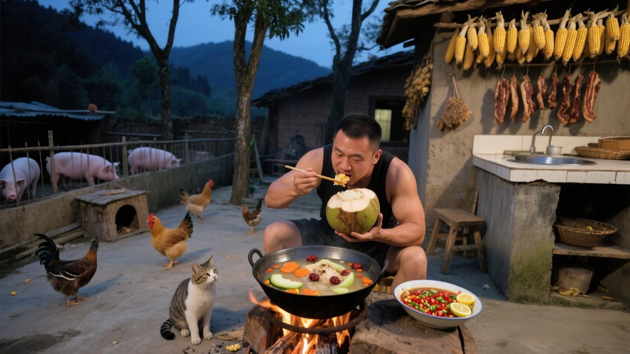 墨脱石锅为器，椰子为引：一锅藏山水，煨出鸡肉的万千鲜甜。【孤独的美食咖】