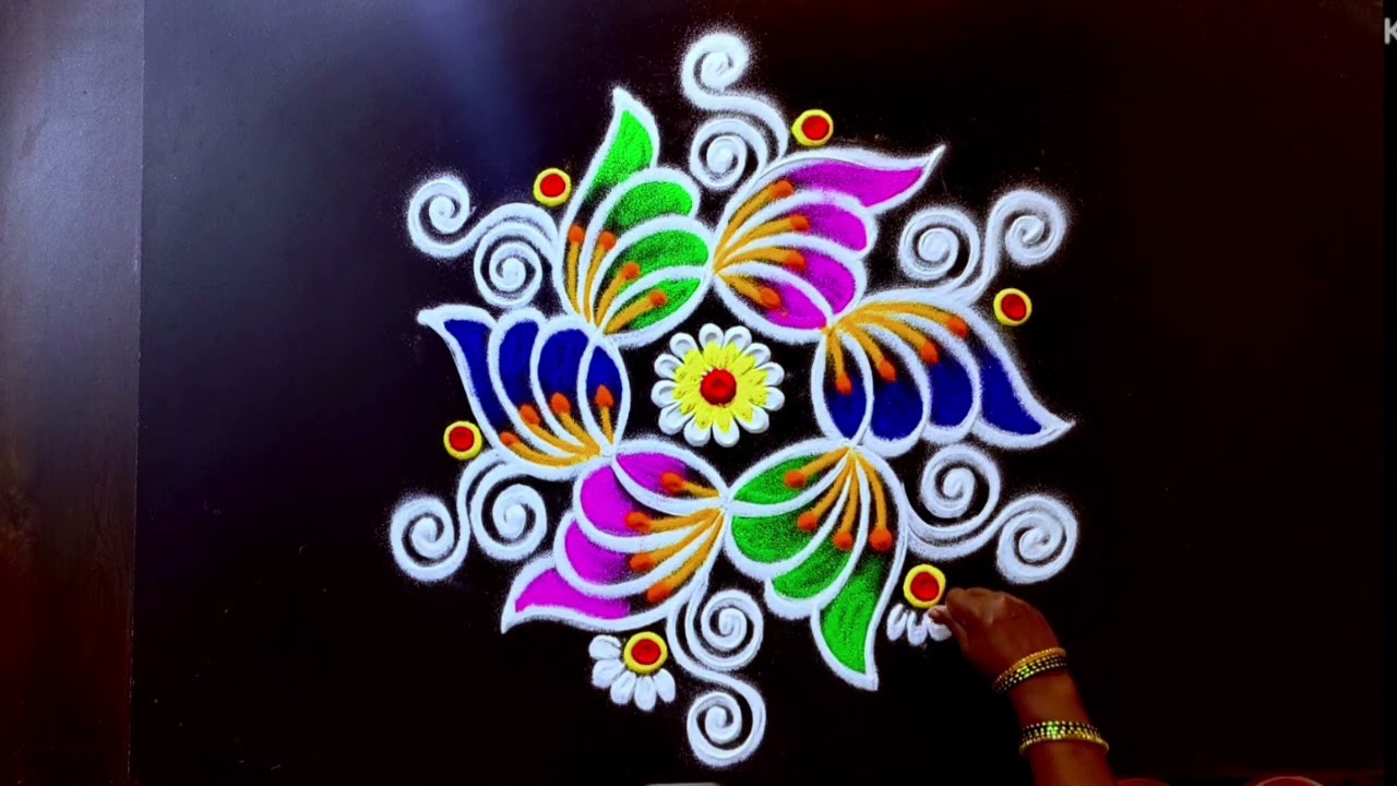 New year colour rangoli kolam designs &hearts;️ small muggulu &hearts;️ Trending New rangoli designs/ small kolam