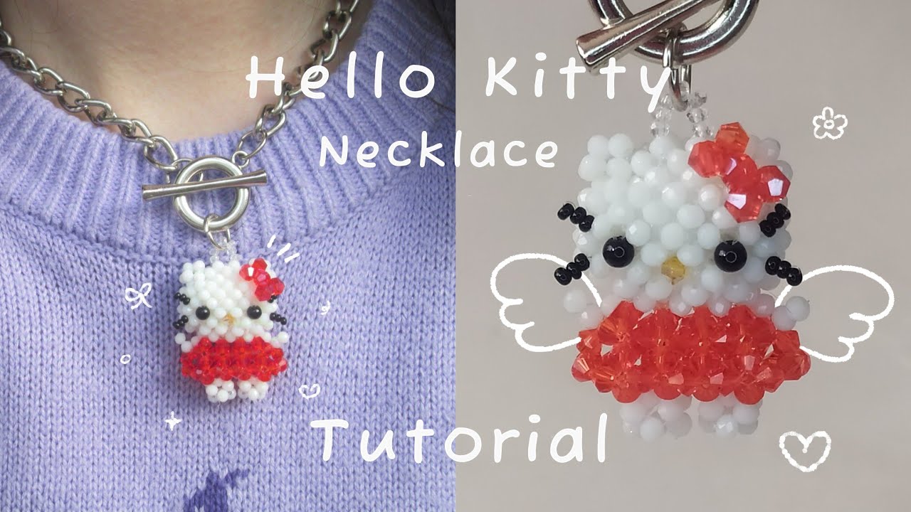 How to Make a (bigger) Hello Kitty Necklace | Beaded Hello Kitty Tutorial