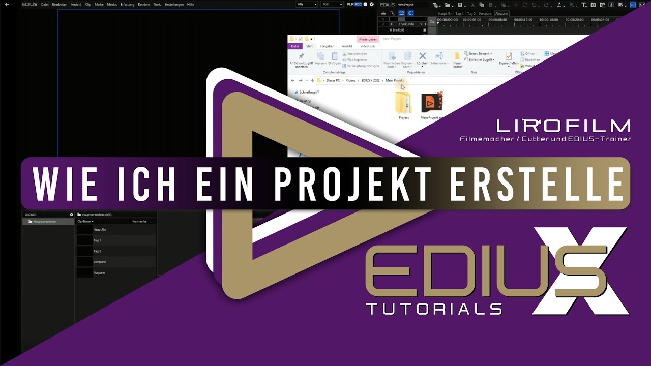 EDIUS - Projekt und Projektordner erstellen