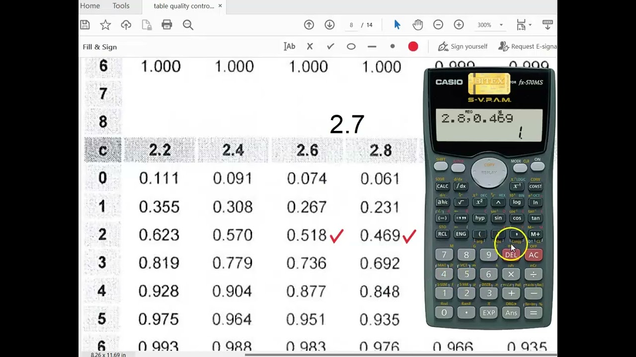Casio FX-570MS | Using Interpolation to Construct OC Curve in Acceptance Sampling