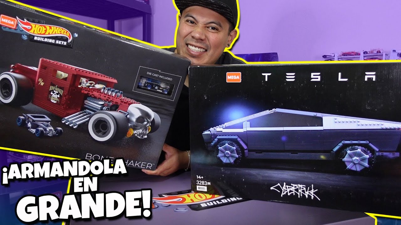 Armando mi Mega Bone Shaker y el Mega Cybertruck | Mega Hot Wheels y Mega Tesla Cybertruck