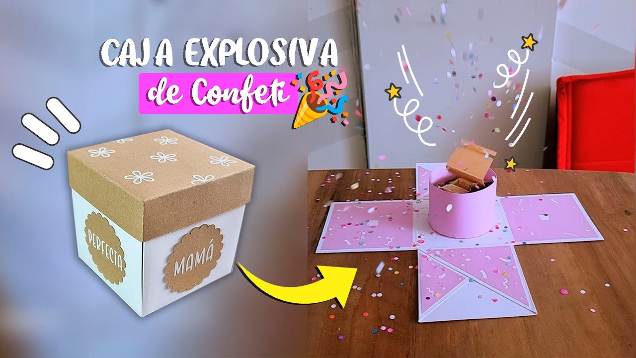 CAJA EXPLOSIVA llena de CONFETI 🎁🎉 Increíble REGALO SORPRESA✨️ con Moldes gratis