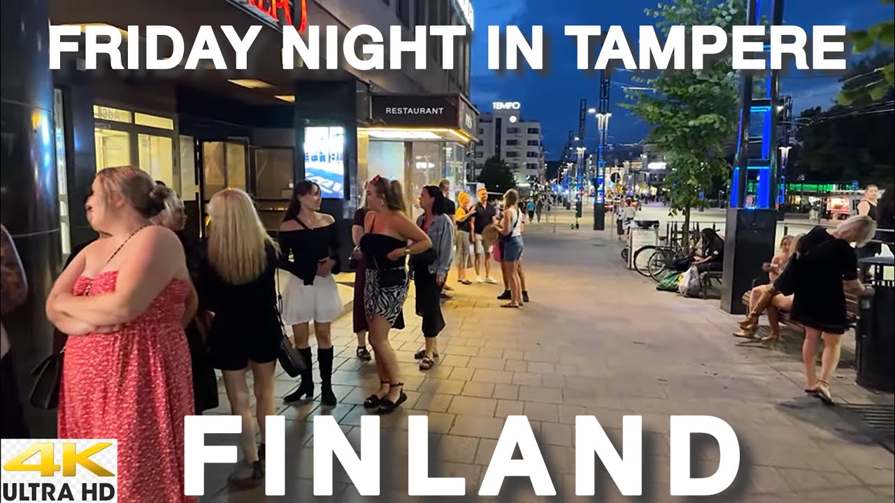 TAMPERE [4K] CITY CENTER PARTY NIGHT LIFE | PARTY SCENES | MIDNIGHT CITY WALK TOUR | PARTY GIRLS 