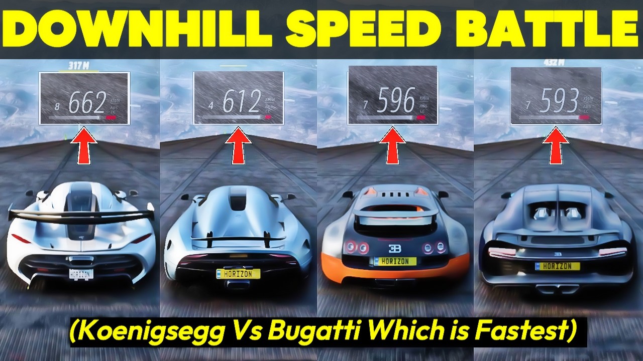 Koenigsegg Vs Bugatti – Insane 665+ KM/H Downhill Speed Test! | FH5