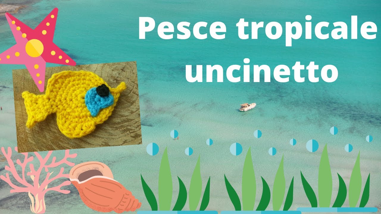 Pesce uncinetto tutorial facile farfalla  mare tropicale sea tropical fish crochet applique