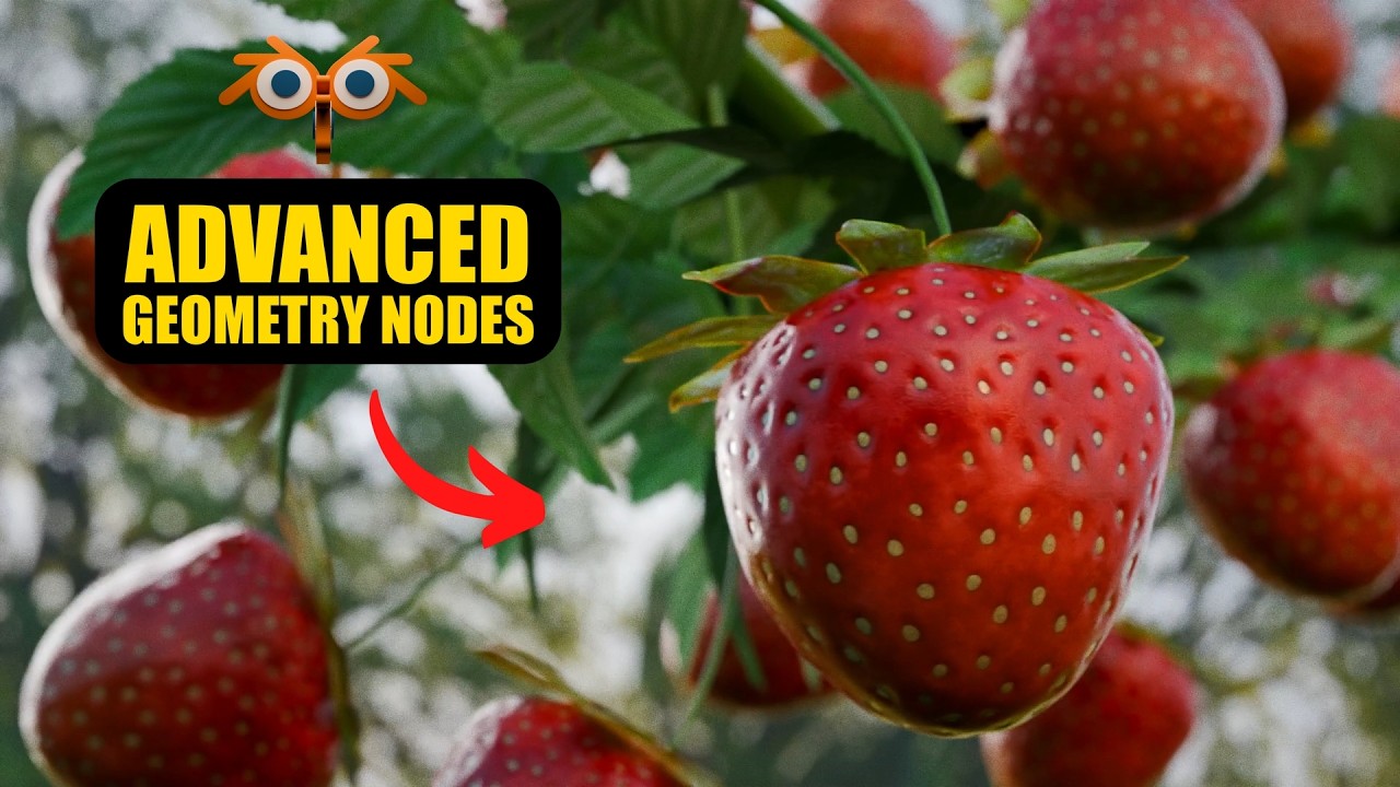 Growing Strawberry Geometry Nodes [Free Course: Part 15]