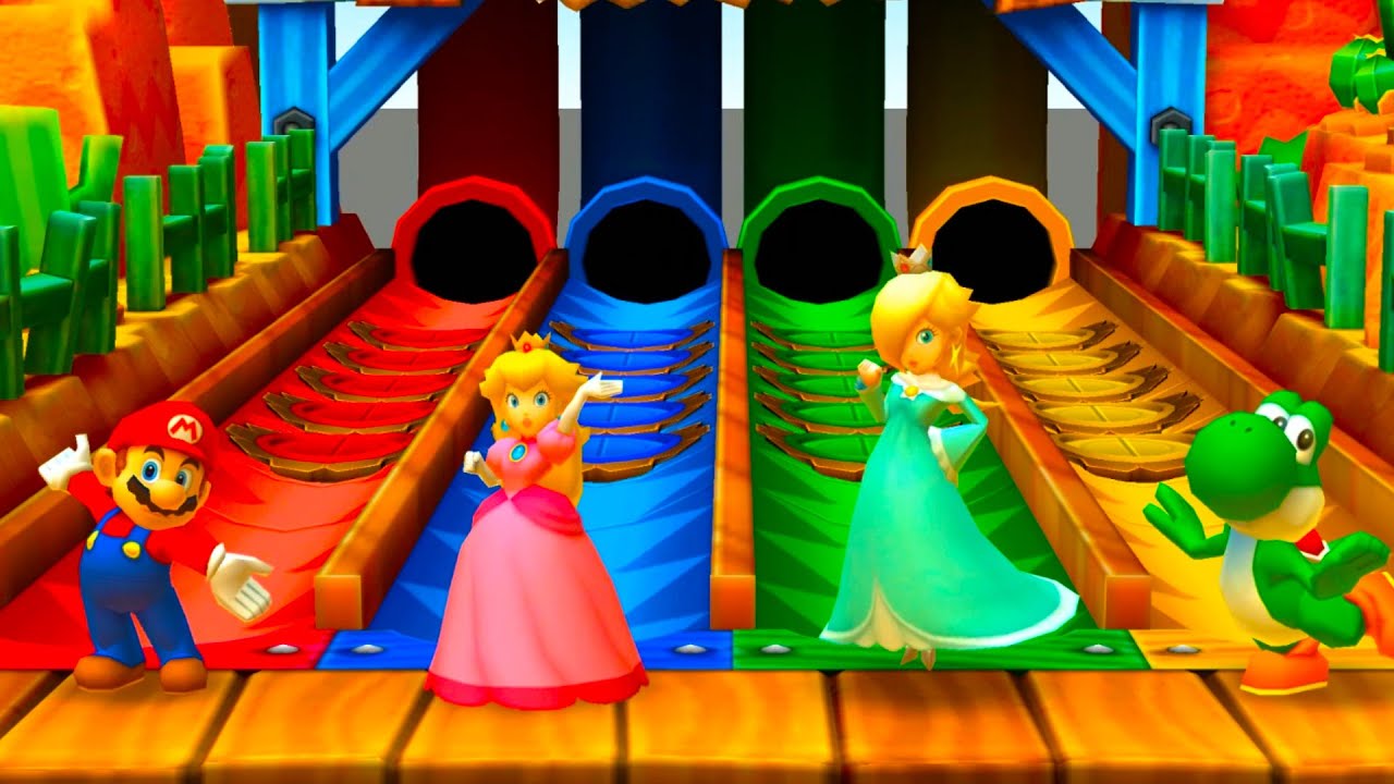 Mario Party Star Rush Minigames Mario vs Rosalina vs Yoshi vs Peach (Master Difficulty )
