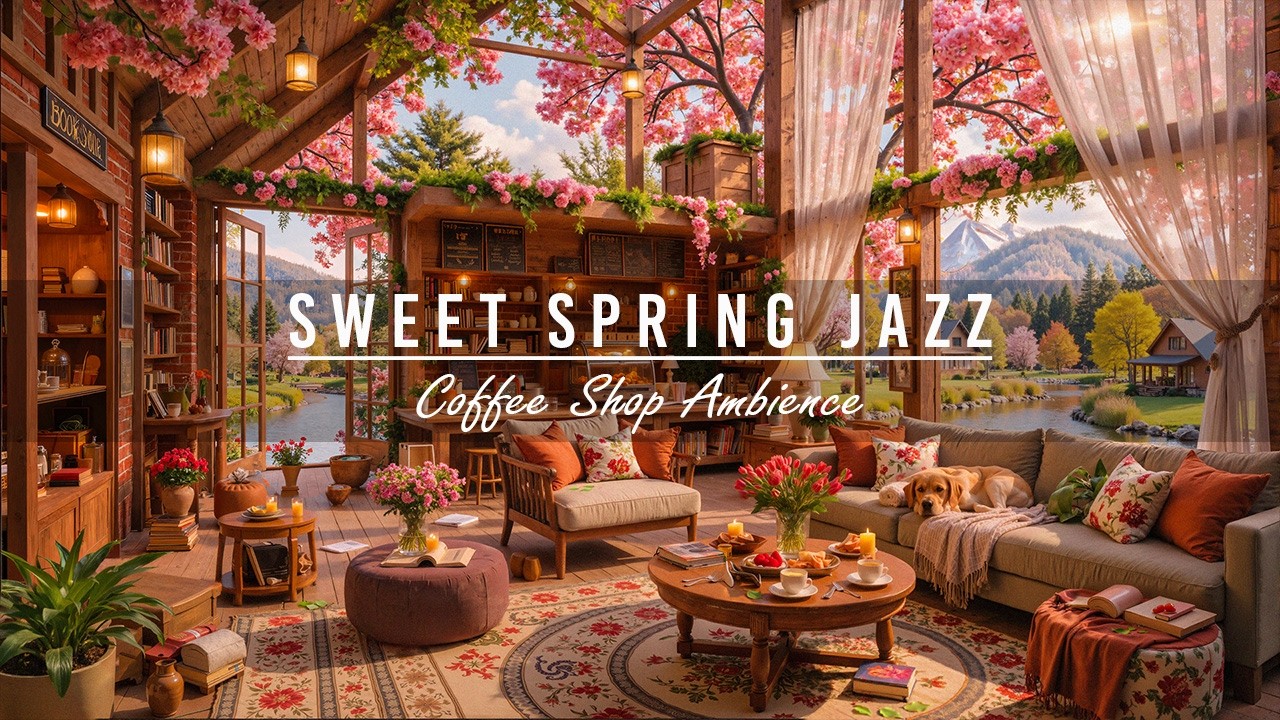 Sweet Jazz Instrumental Music for Work,Great Mood🌸Spring Coffee Shop Ambience & Relaxing Jazz Music