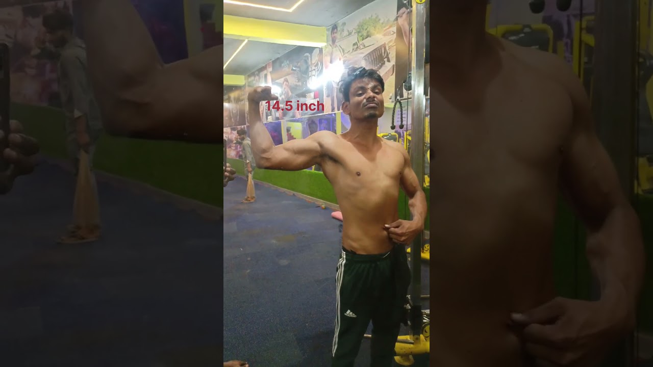 12 inches vs 14.5 inches dola bicep #gym #shorts #viral 💪🏽💪🏽🚩💯