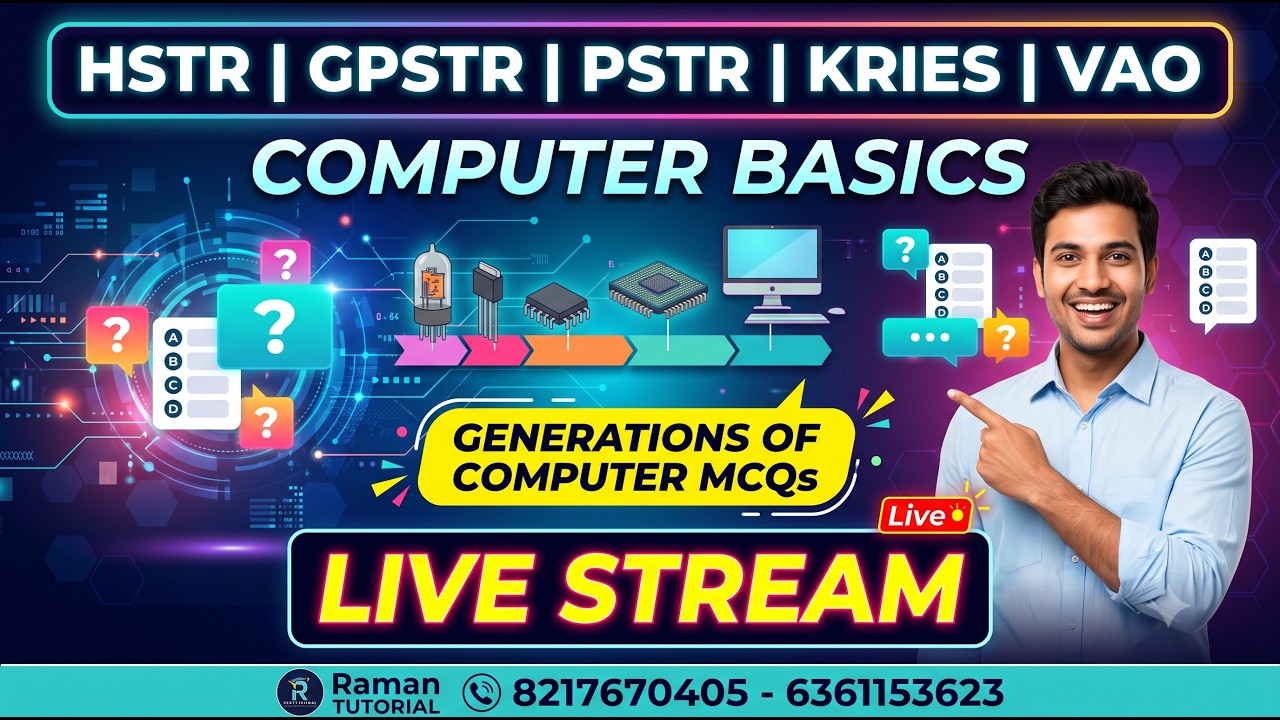 HSTR/GPSTR/PSTR/EXAM PREPARATION/COMPUTER BASICS: GENERATIONS OF COMPUTER MCQS LIVE