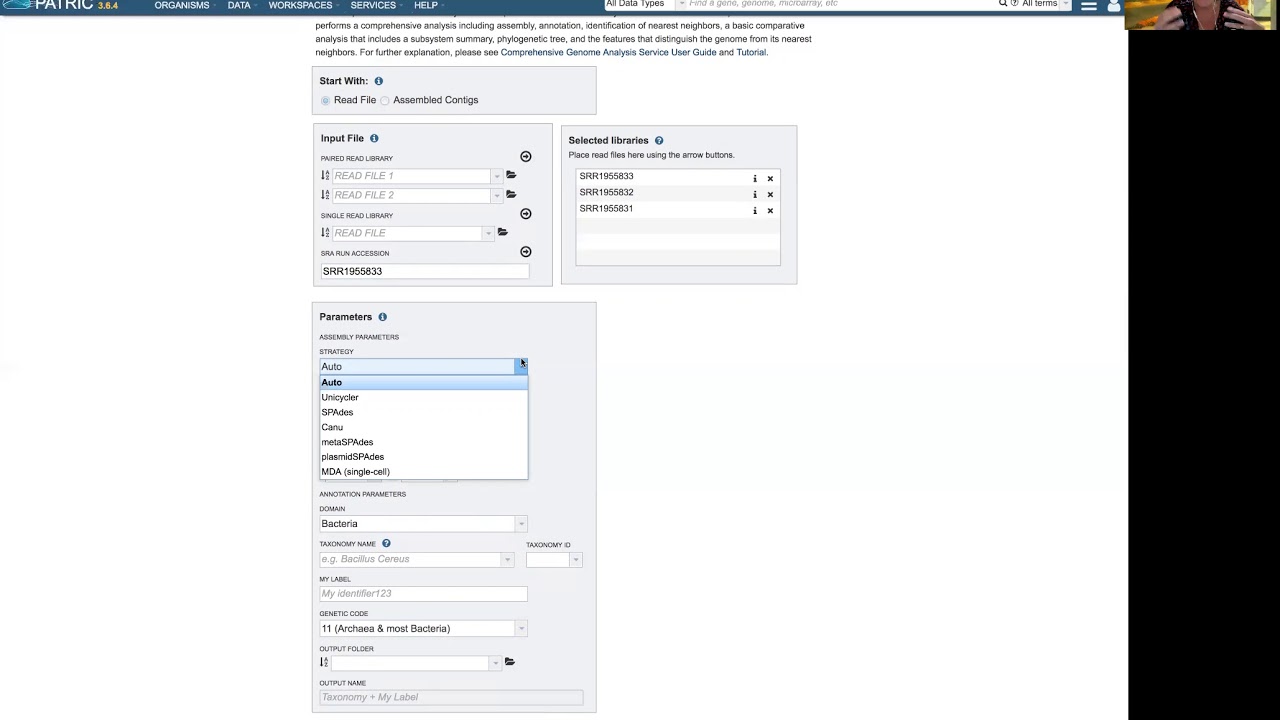 Comprehensive Genome Analysis - Submitting a job using reads