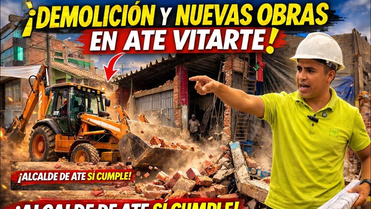 ¡DEMOLICIÓN Y NUEVAS OBRAS EN LA AV ATE VITARTE! #atevitarte #lima #limaperu #peru #perú 