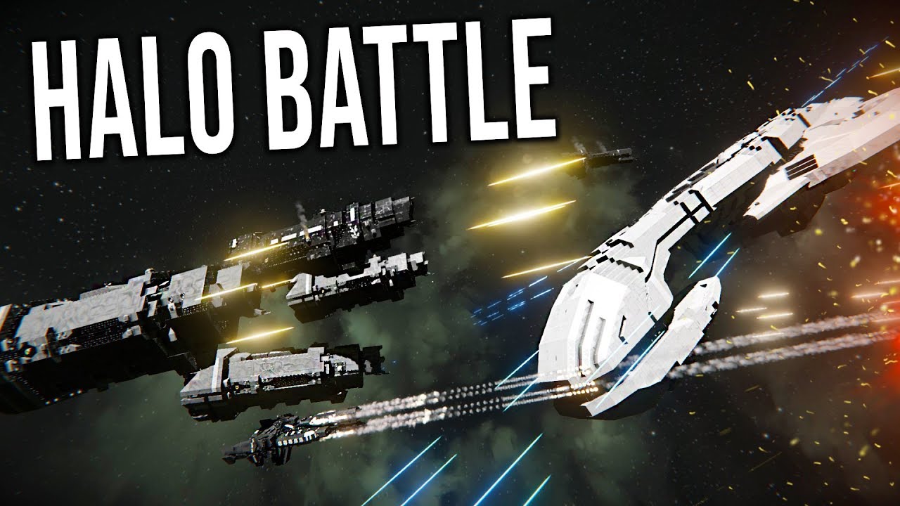 UNSC FLEET vs COVENANT BATTLE GROUP! - Epic Battle!-  Space Engineers!