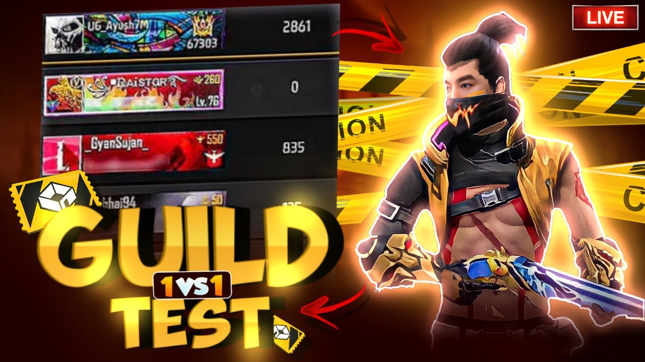 FREE FIRE LIVE GUILD TESTING | 1 VS 2 HARDEST GUILD TEST LIVE | BALIBHAI IS LIVE #guildtestlive