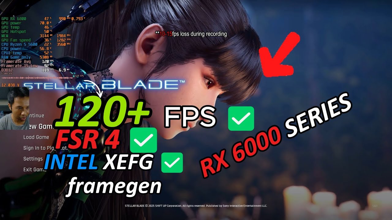 Stellar Blade FSR 4 Frame Generation INT8 RX Optiscaler | on RX 6600 6000 series