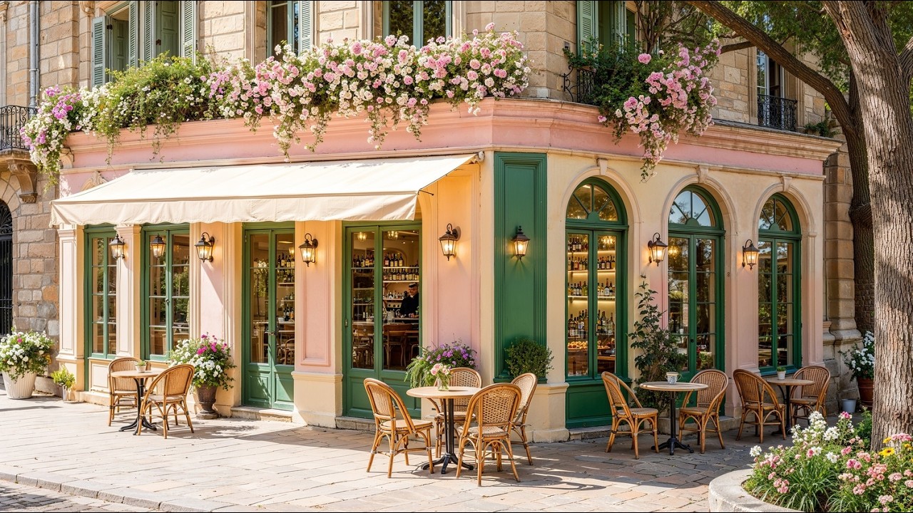 🌸 Morning Jazz in Outdoor Café ☕ | Soft Music for Study & Stress Relief