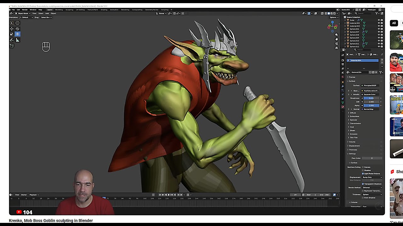 Krenko, Mob Boss Goblin sculpting in Blender