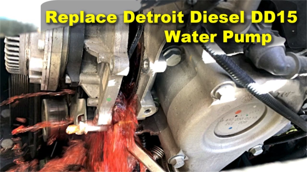 Снятие водяного насоса Freightliner Cascadia Detroit Diesel DD15