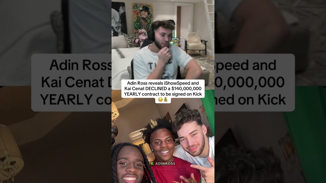 Adin Ross reveals iShowSpeed and Kai Cenat DECLINED a $140,000,000 YEARLY contract  😳💰#adinross