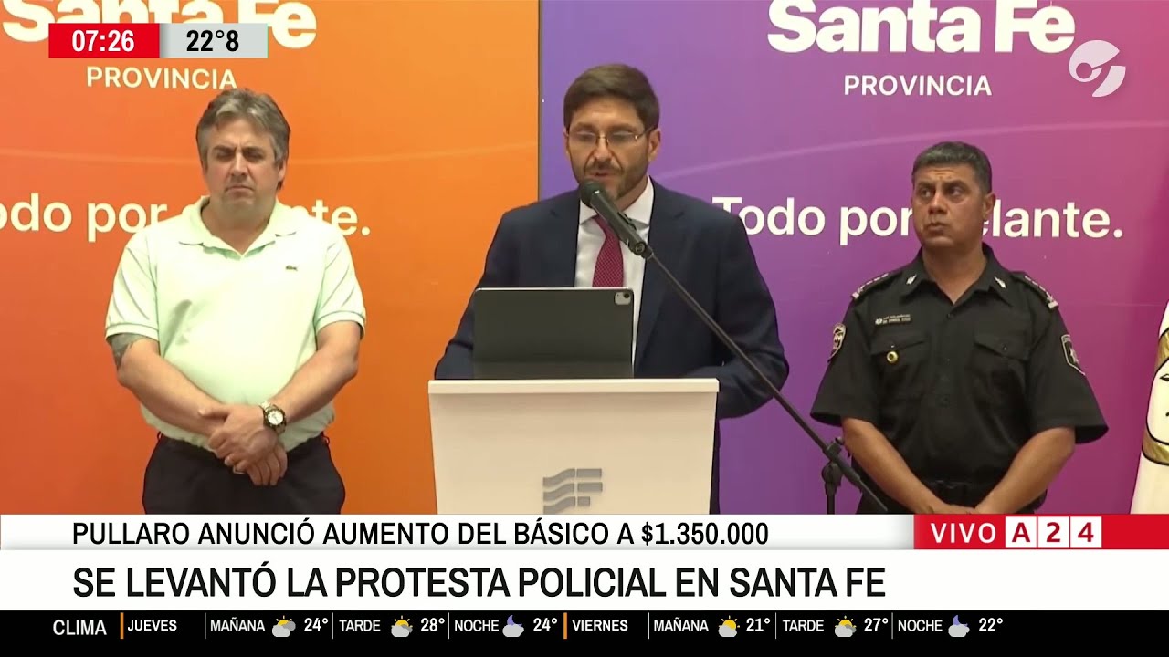 📢 SE LEVANTÓ LA PROTESTA POLICIAL EN SANTA FE: EL GOBERNADOR PULLARO ANUNCIÓ AUMENTO BÁSICO