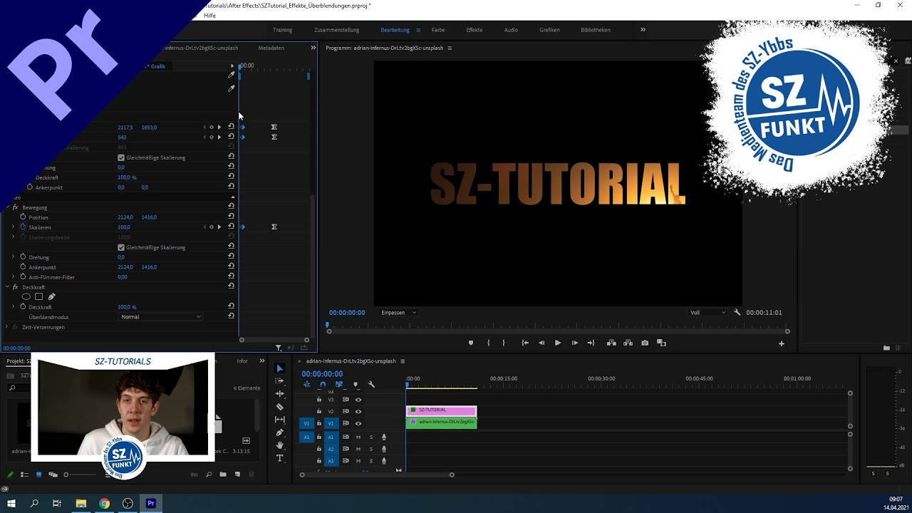 SZ-TUTORIALS - Effekte/&Uuml;berg&auml;nge in Premiere Pro