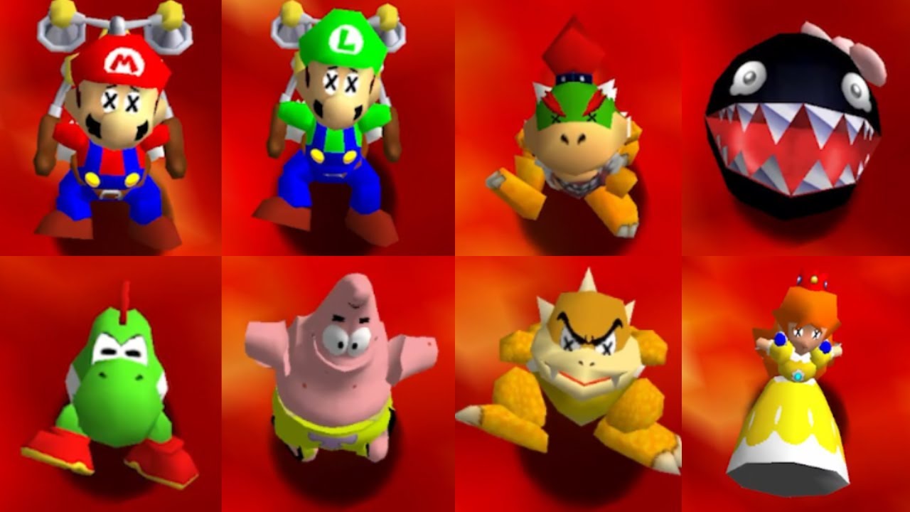 All Characters falling down in Lava in Super Mario Star Road