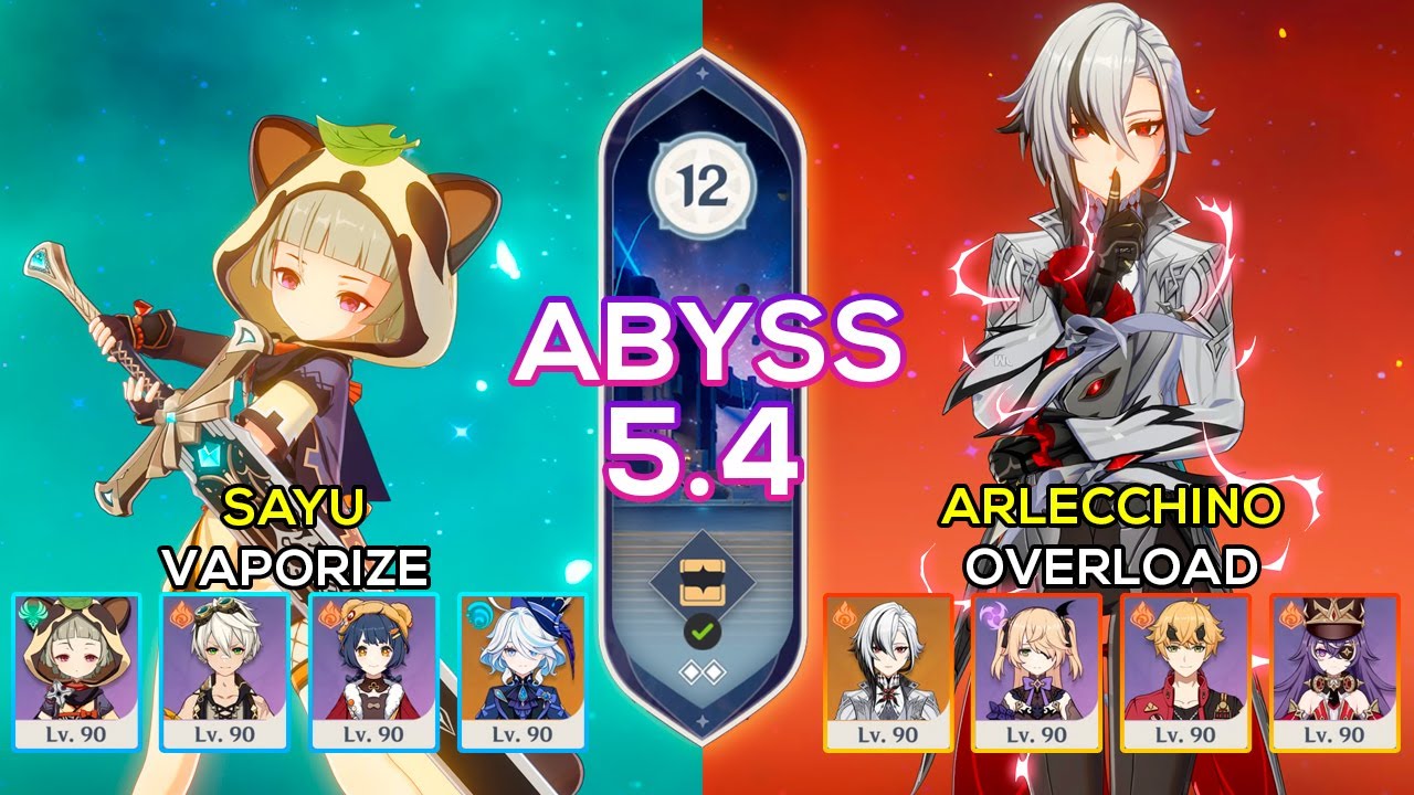 C0 Arlecchino Overload & C6 Sayu Vaporize | Spiral Abyss 5.4 | Genshin Impact