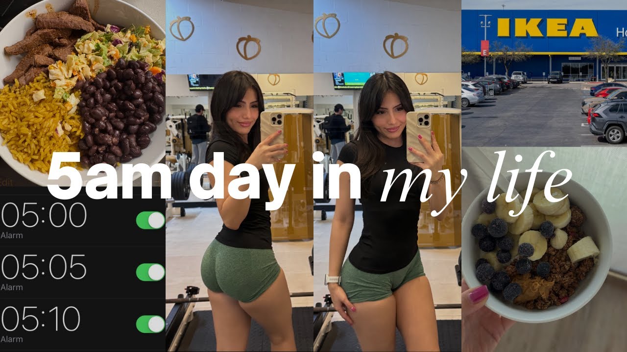 WAKING UP AT *5AM* | make up routine, gym, shopping, and food