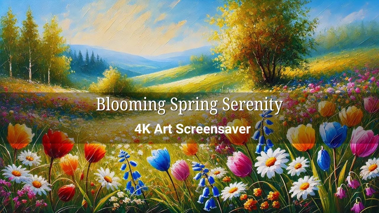 Blooming Spring Serenity | Artistic Meadow Painting Screensaver in 4K