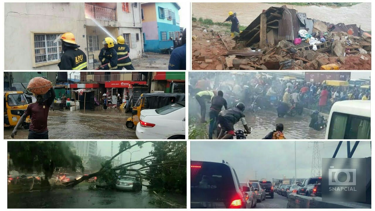 See how rain brought heavy storm in Lagos on monday morning causing serious traffic & damages