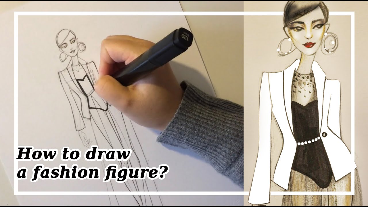 自学服装设计：简单几步学会画服装设计手稿 How to draw a fashion figure?