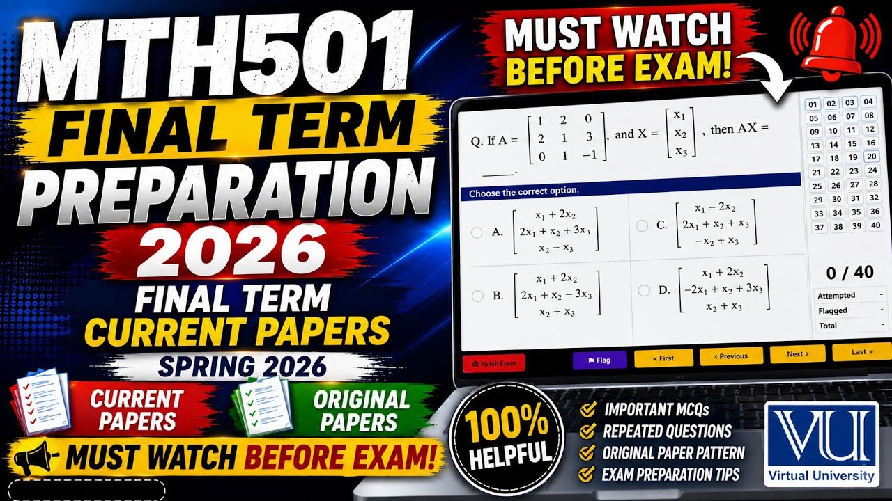 MTH501 Final Term Preparation 2026 | MTH501 Final Term Current Papers Spring 2026