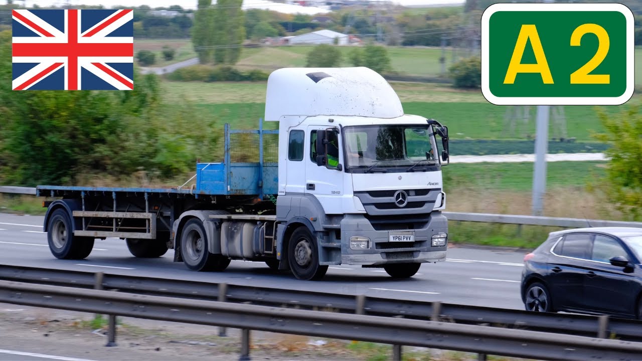 Truck spotting on the A2 near London (4K)
