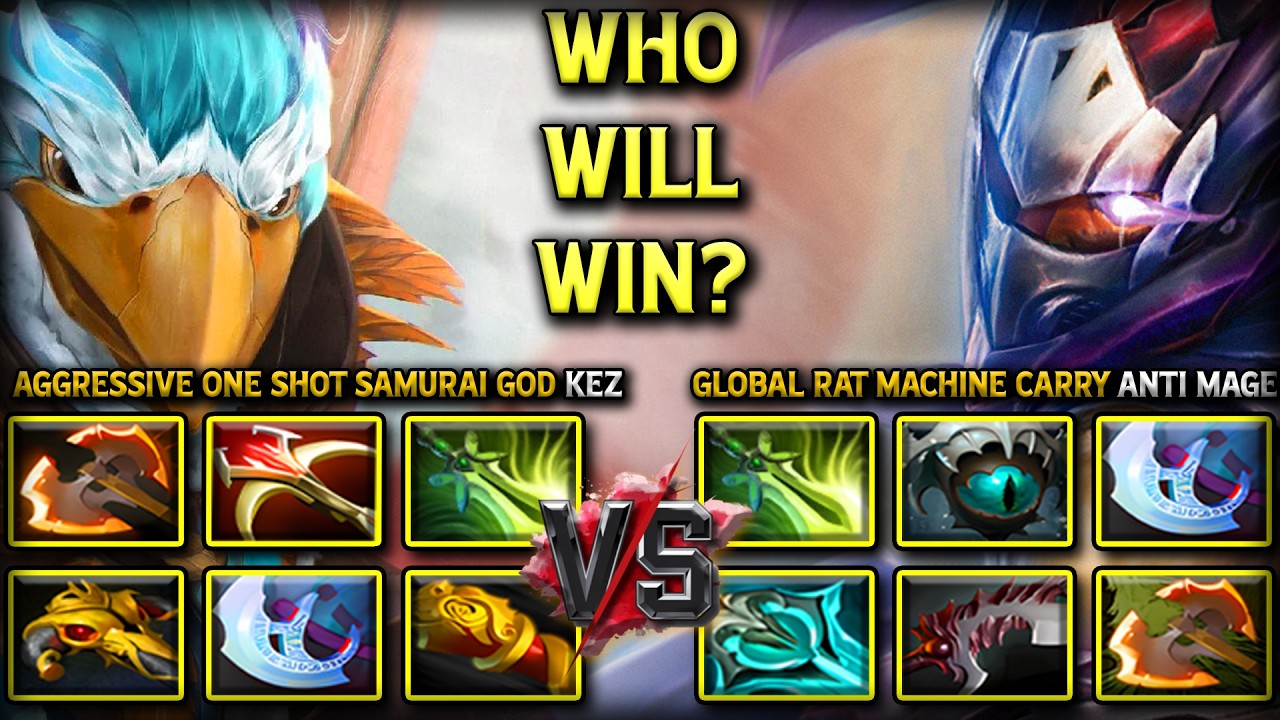 WHO WILL WIN? | Aggressive One Shot Samurai GOD KEZ Facing Against Global Rat Machine Anti Mage DotA