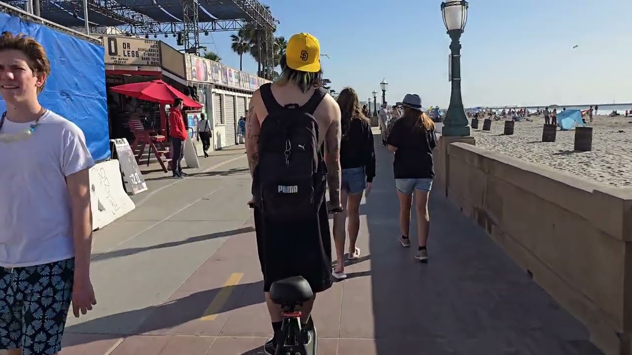 Lets cruise around Belmont Park beach on a beautiful sunny day people watching and sight seeing 