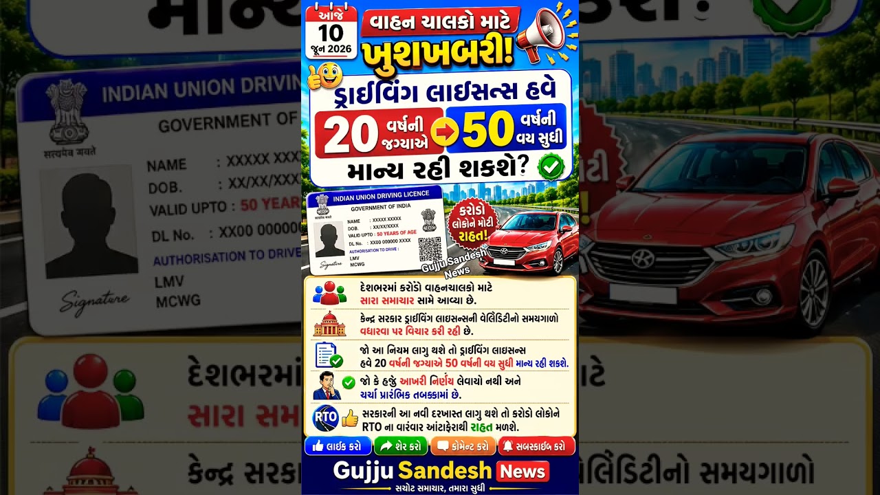 Big good news for drivers! Now driving license valid till 50 years of age? | New DL Rule 2026