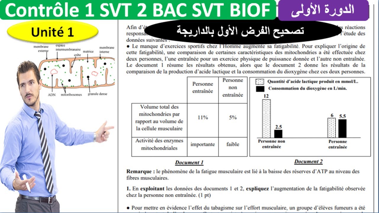 Contrôle 1 svt 2 bac svt BIOF (تصحيح الفرض بالداريجة)