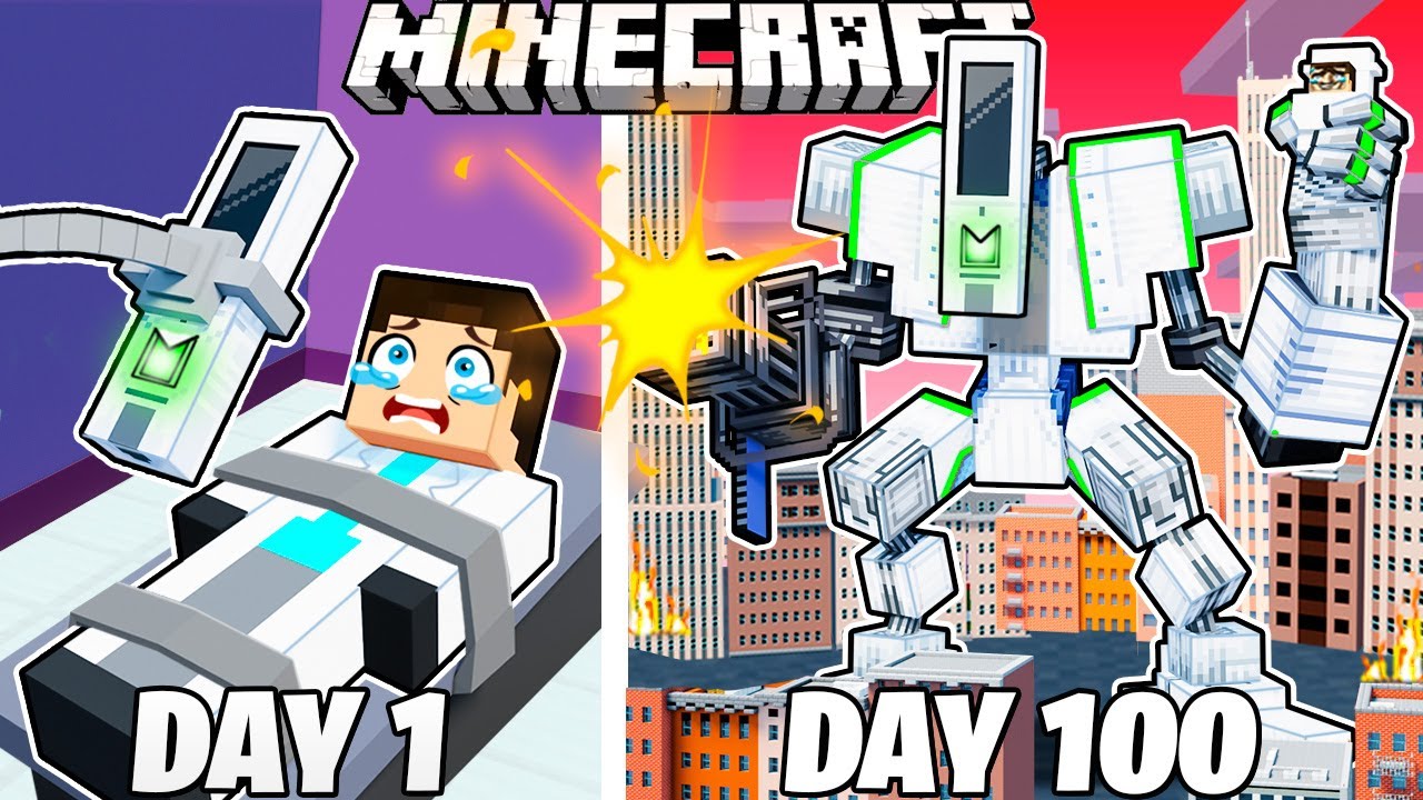 I Survived 100 Days as ROBO TITAN in Minecraft!