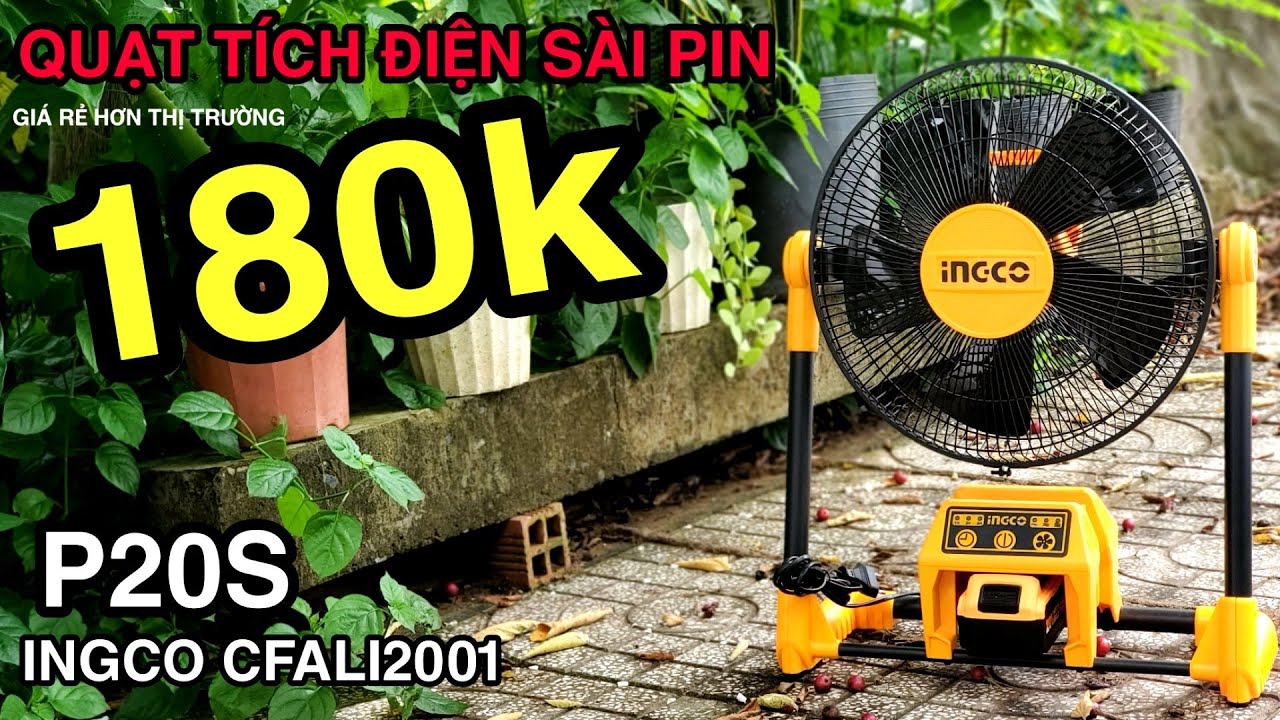 INGCO CFALI2001 P20S Quạt tích điện sài pin và điện hàng chính hãng INGCO