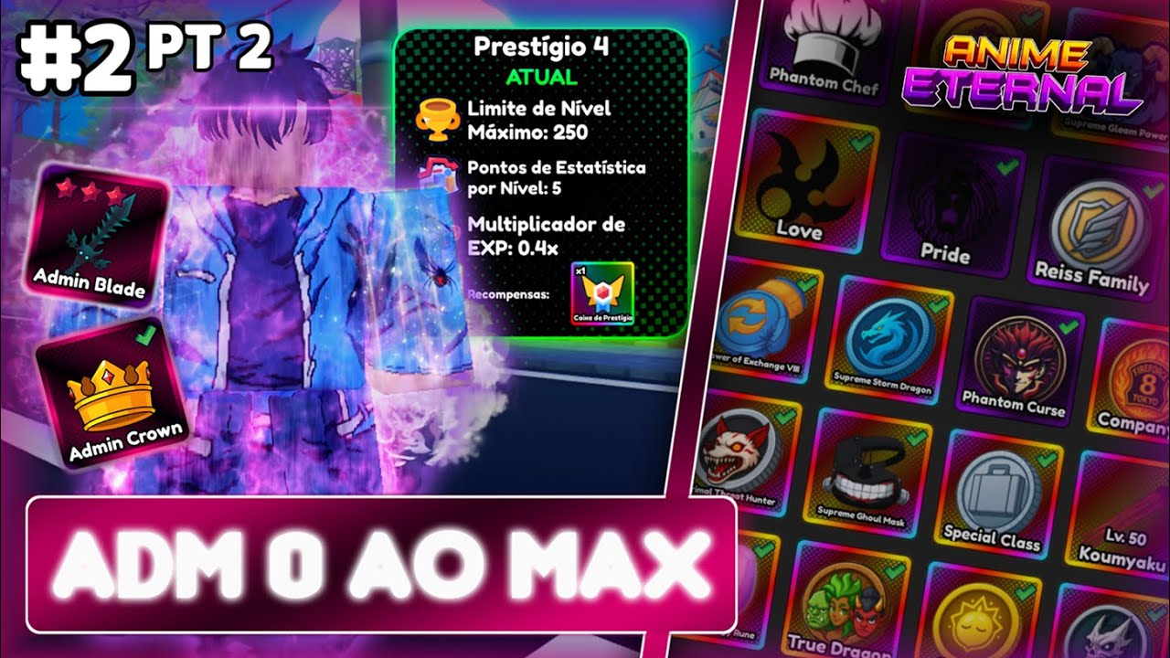 👑ZERANDO 19 ILHAS COM A CONTA DE ADM?!🫠6H Gravando! ADM 0 AO MAX #2 PT2  | Anime Eternal 🔥