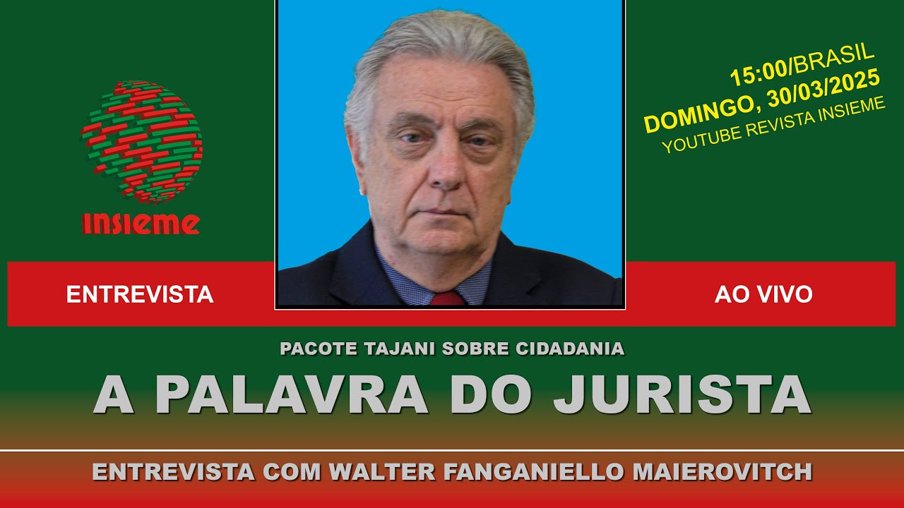 INSIEME AO VIVO | O “pacote Tajani” e a visão do jurista