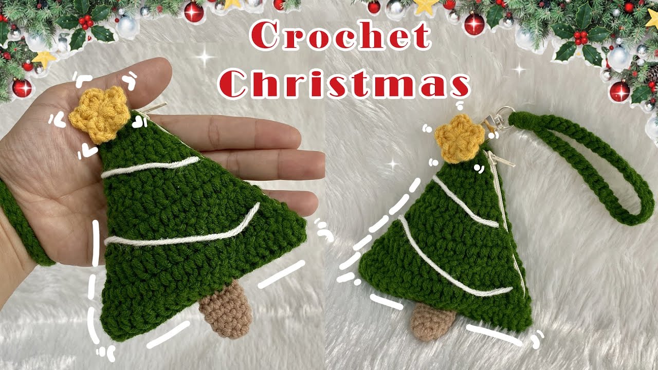 CROCHET CHRISTMAS 🎄 Easy Crochet Christmas Tree Wallet Tutorial ⭐️