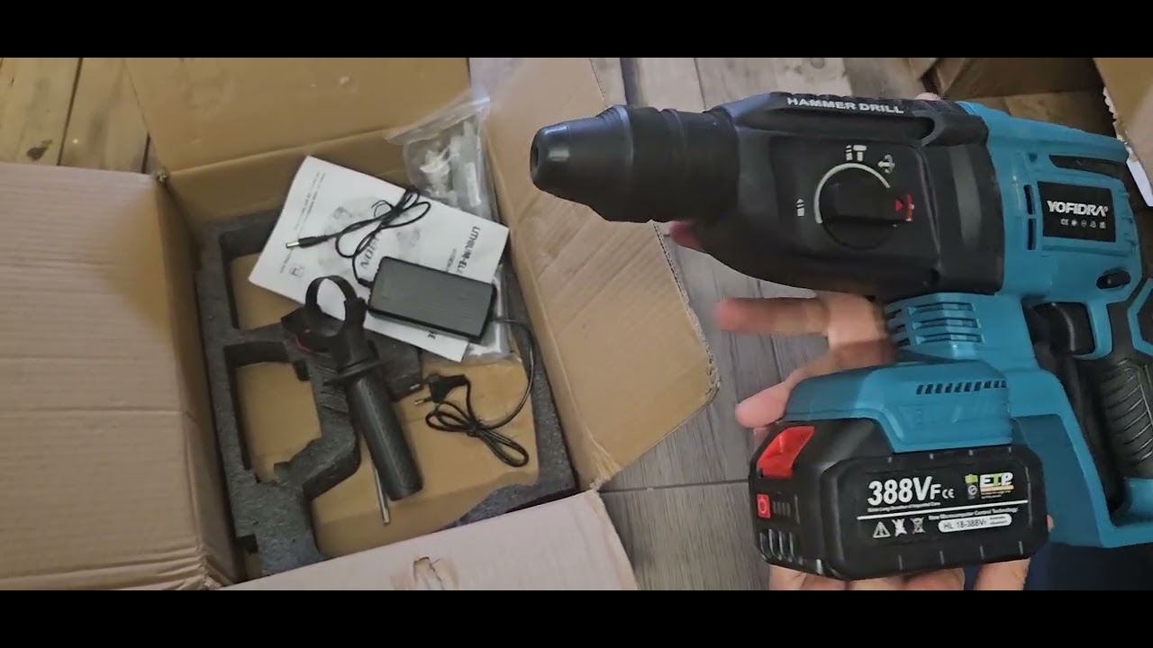 Tania młotowiertarka akumulatorowa SDS aliexpress 2x aku YOFIDRA