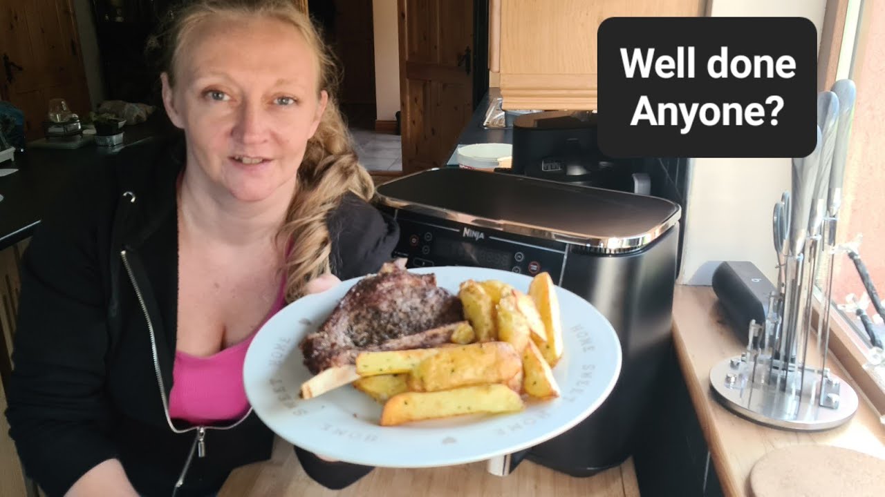 Ninja Air Fryer Cowboy Steak and Homemade Chips | Air Fryer recipes