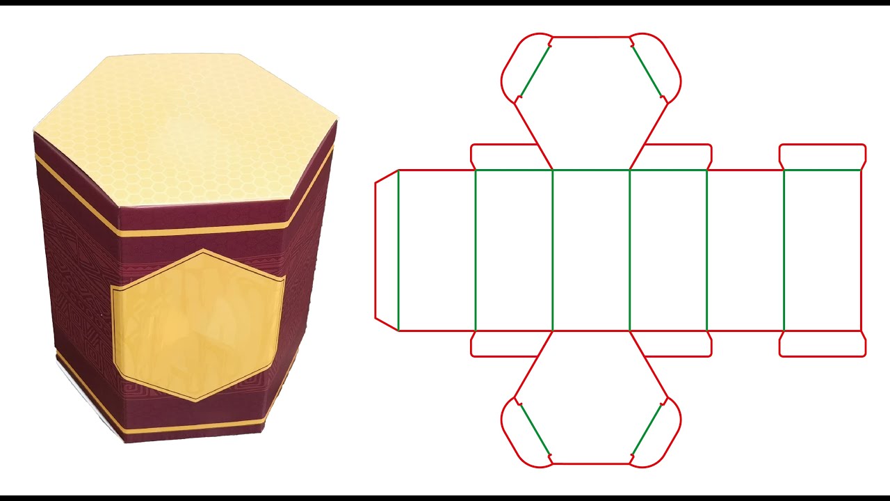 How to make hexagon  shape Box diecut / dieline tutotial on adobe illustrator in hindi / urdu