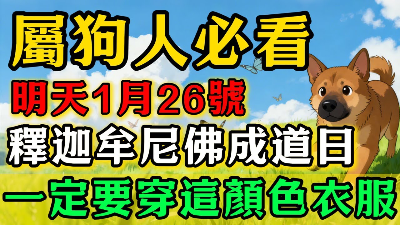 生肖狗必看！明天2026年1月26號，農曆臘月初八是「釋迦牟尼佛成道日」，一定要穿這顏色接佛祖！佛祖保你財運大爆發！#佛靈禪師#屬相運勢#生肖#家運#生肖運勢的那些事#先知#風水變化#提升運勢